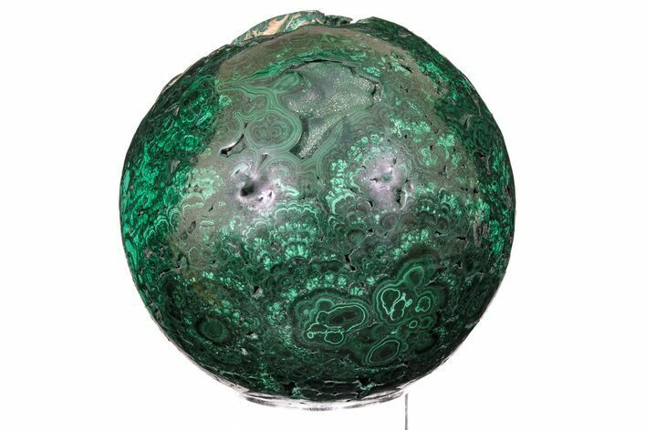 Large, 6.1" Flowery, Polished Malachite Sphere (16 lbs) - Congo